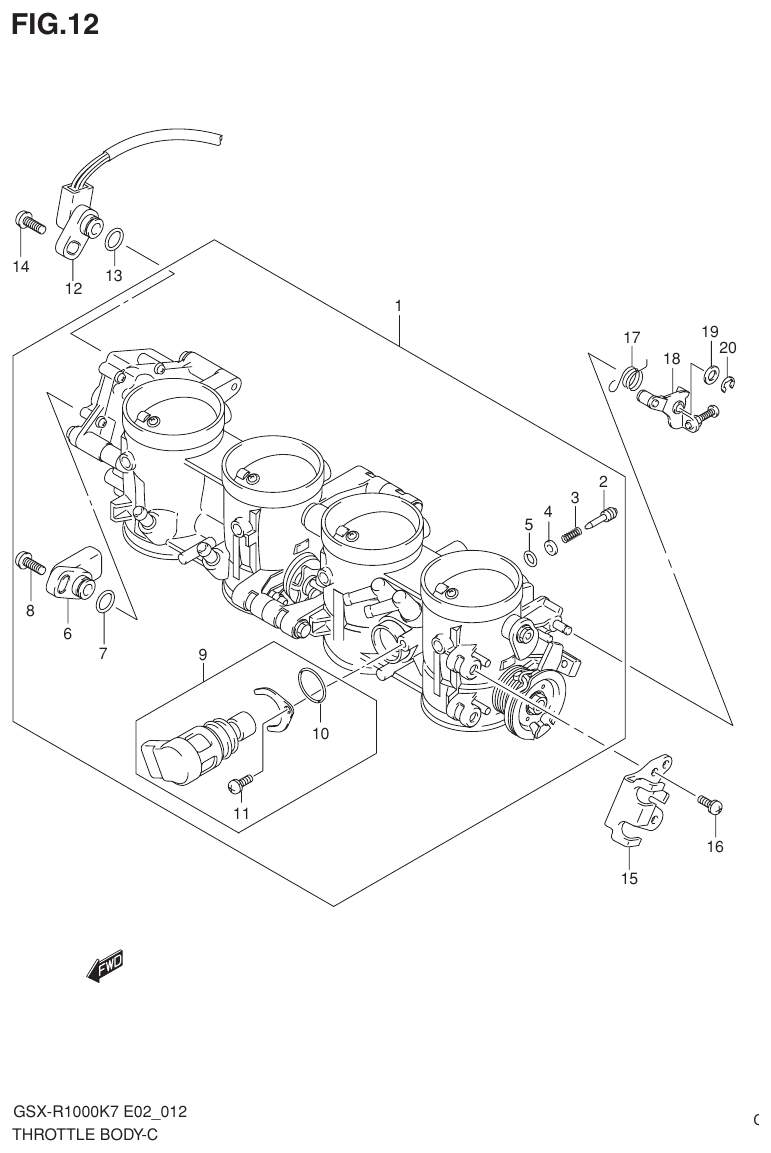 Suzuki GSX-R1000K7_K8_E2(9900B-30239-012) （C-2） THROTTLE BODY（MODEL K7） parts diagram