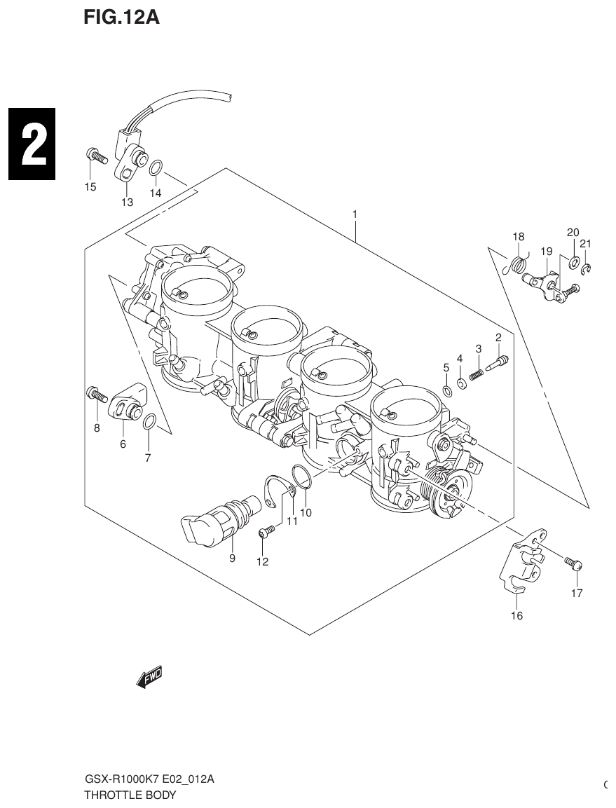 Suzuki GSX-R1000K7_K8_E2(9900B-30239-012) （C-3） THROTTLE BODY（MODEL K8） parts diagram