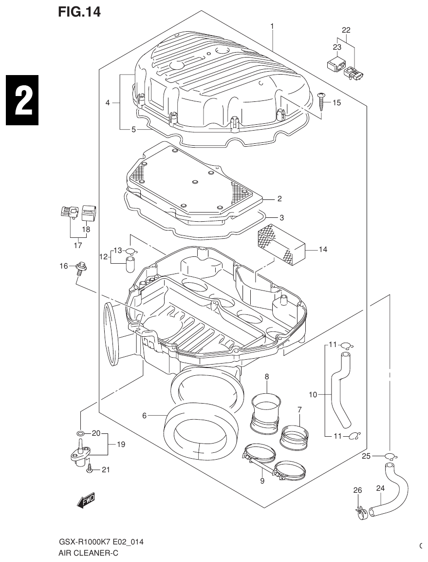 Suzuki GSX-R1000K7_K8_E2(9900B-30239-012) （C-5） AIR CLEANER parts diagram