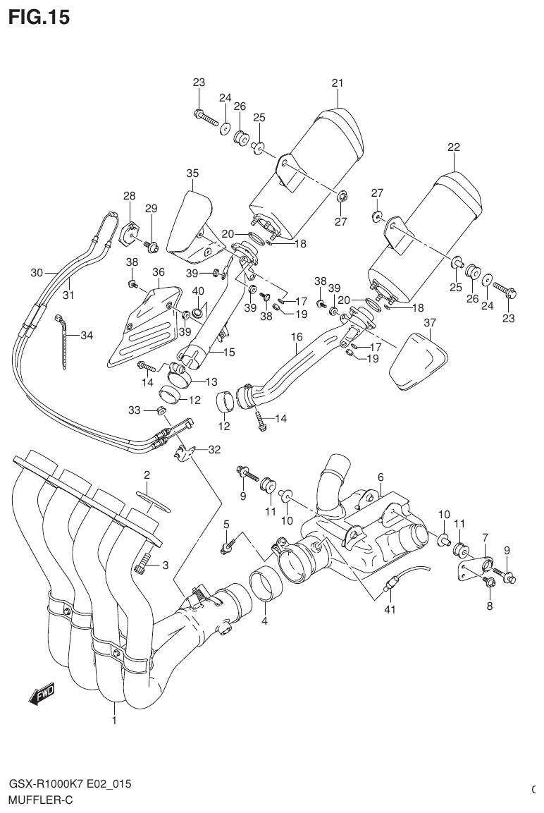 Suzuki GSX-R1000K7_K8_E2(9900B-30239-012) （C-6） MUFFLER parts diagram
