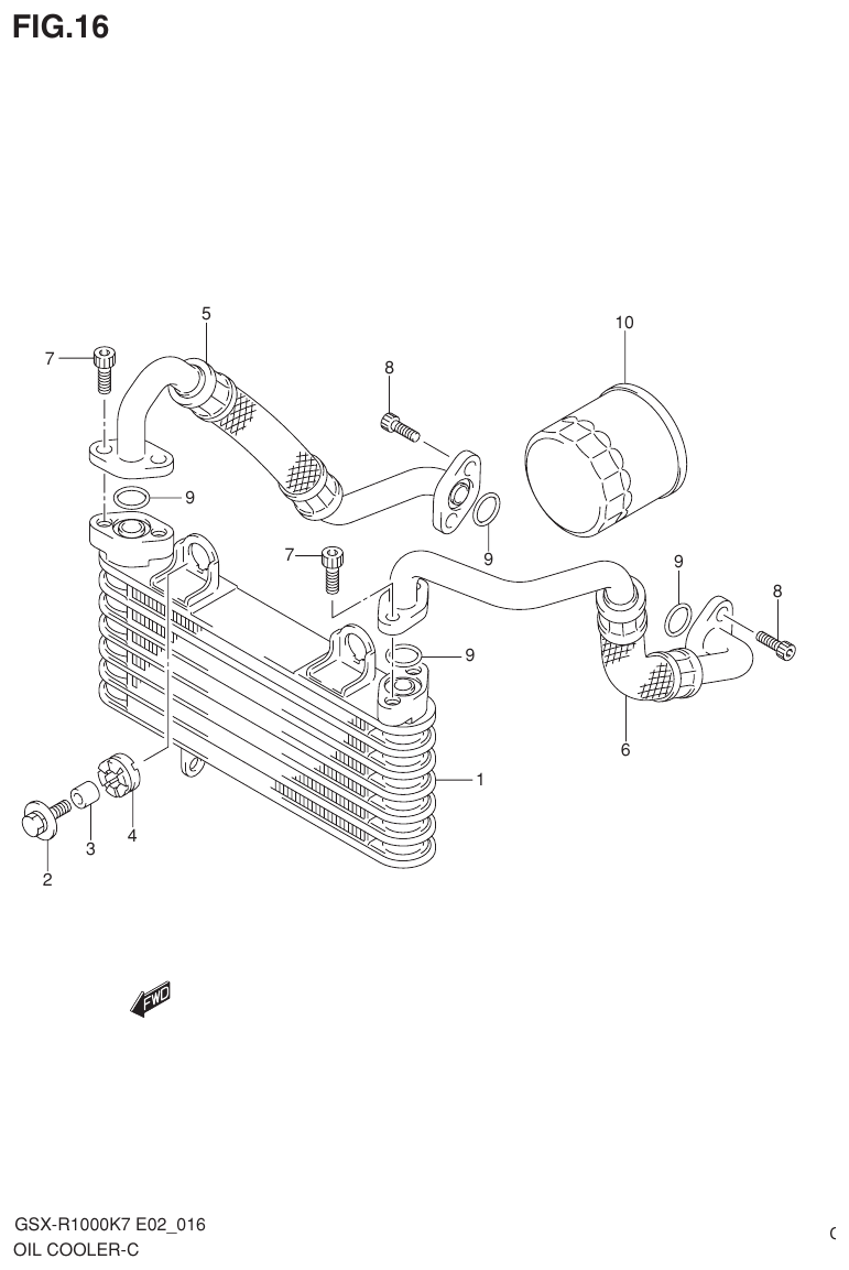 Suzuki GSX-R1000K7_K8_E2(9900B-30239-012) （C-8） OIL COOLER parts diagram