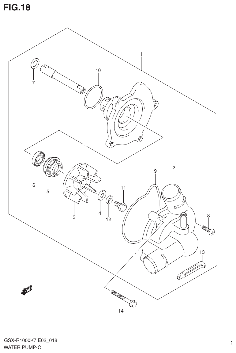 Suzuki GSX-R1000K7_K8_E2(9900B-30239-012) （C-10） WATER PUMP parts diagram