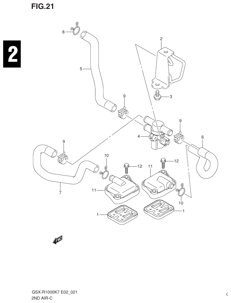 Suzuki GSX-R1000K7_K8_E2(9900B-30239-012) （C-13） 2ND AIR parts diagram