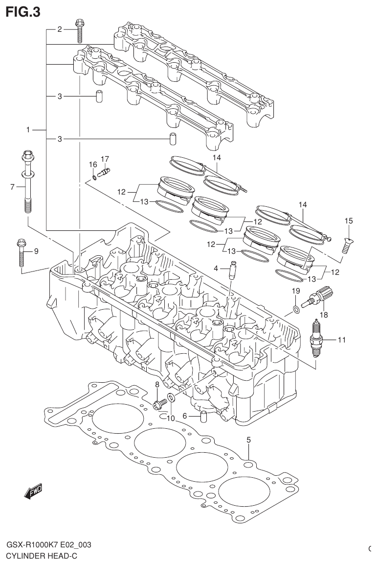 Suzuki GSX-R1000K7_K8_E2(9900B-30239-012) （B-4） CYLINDER HEAD parts diagram