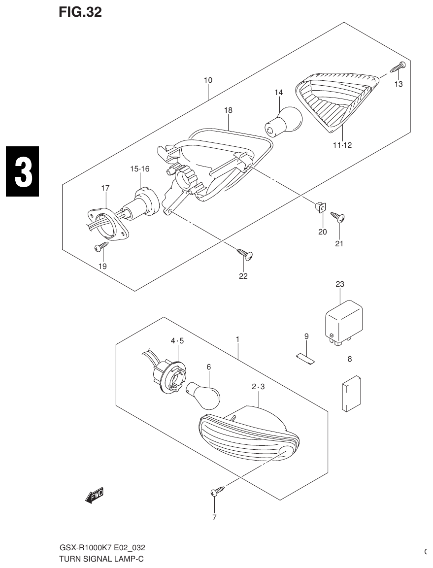 Suzuki GSX-R1000K7_K8_E2(9900B-30239-012) （E-4） TURNSIGNAL LAMP parts diagram