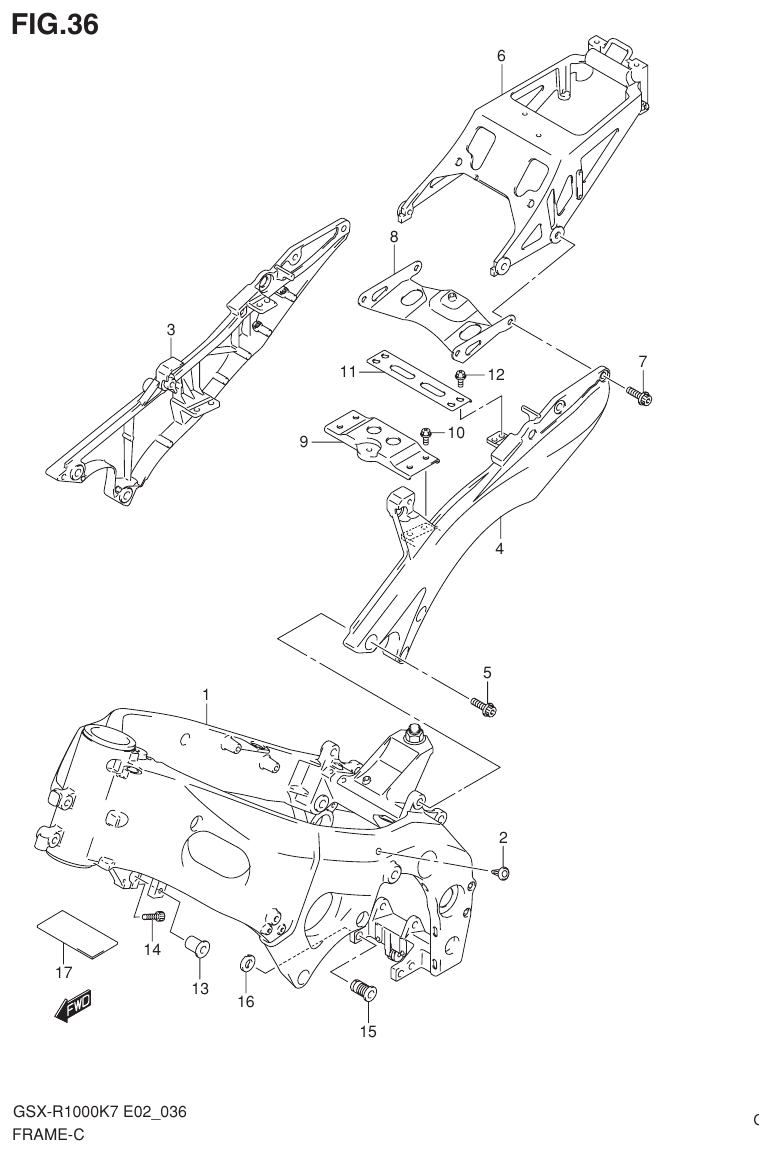 Suzuki GSX-R1000K7_K8_E2(9900B-30239-012) （F-2） FRAME parts diagram