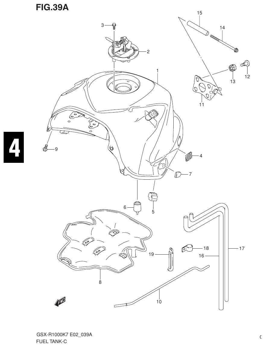 Suzuki GSX-R1000K7_K8_E2(9900B-30239-012) （F-7） FUEL TANK（MODEL K8） parts diagram
