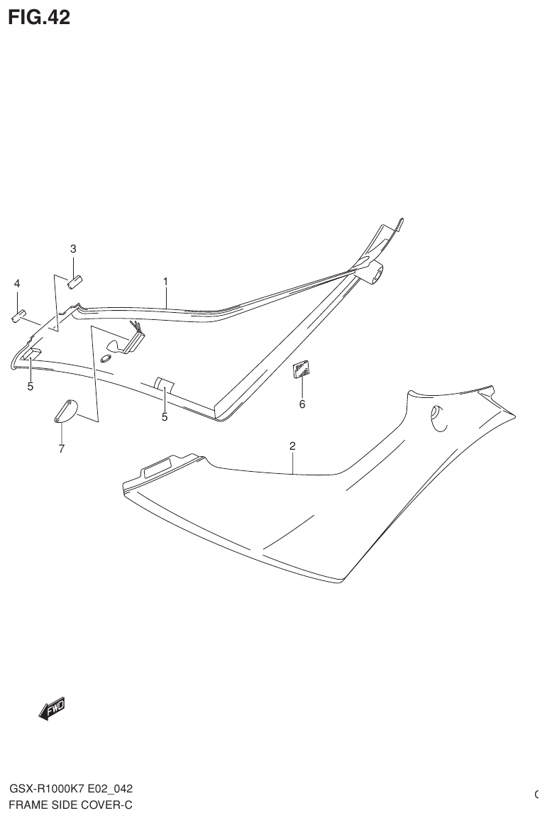 Suzuki GSX-R1000K7_K8_E2(9900B-30239-012) （F-12） FRAME SIDE COVER parts diagram