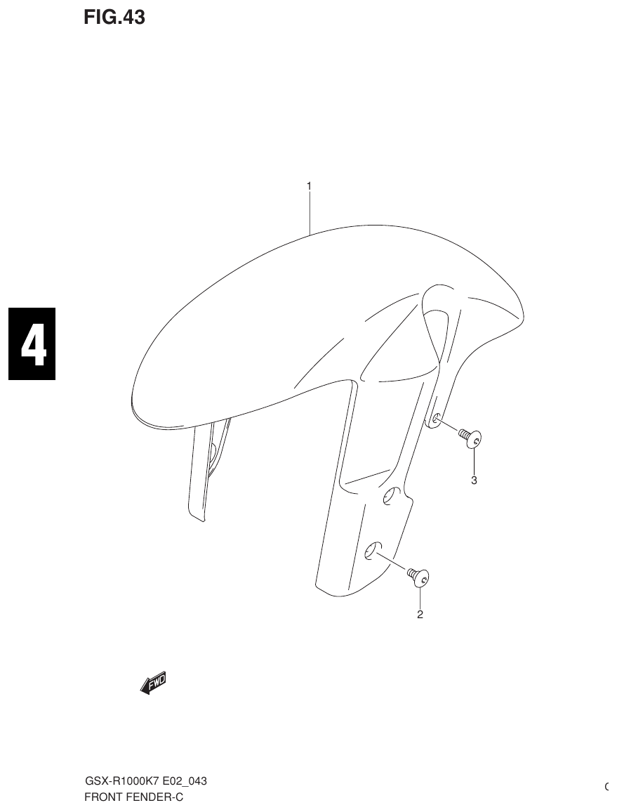 Suzuki GSX-R1000K7_K8_E2(9900B-30239-012) （F-13） FRONT FENDER parts diagram