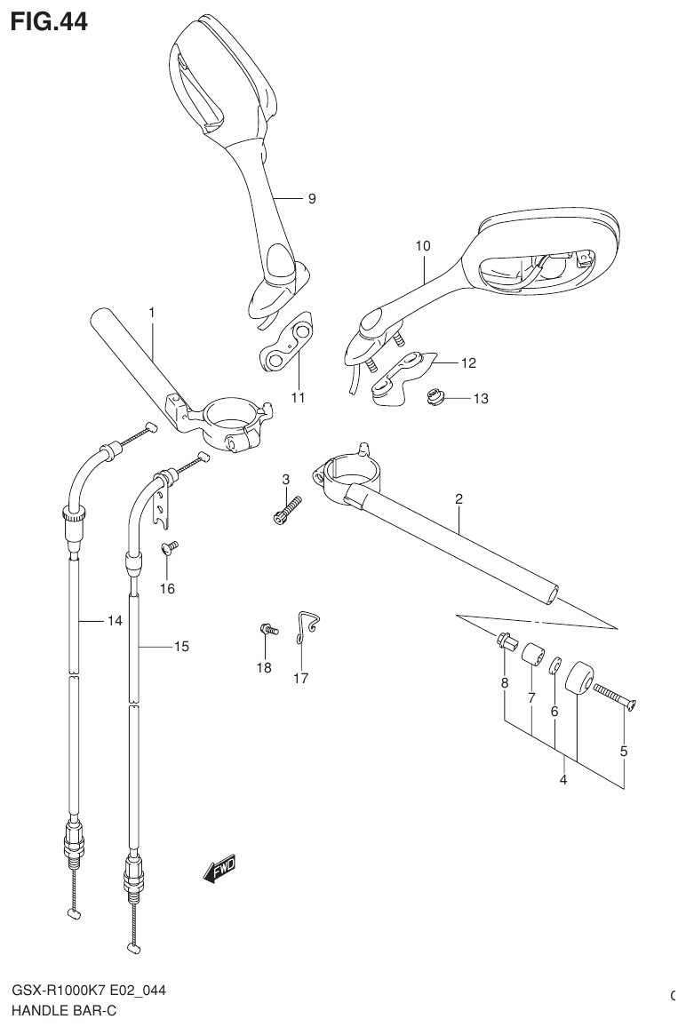 Suzuki GSX-R1000K7_K8_E2(9900B-30239-012) （G-2） HANDLEBAR parts diagram