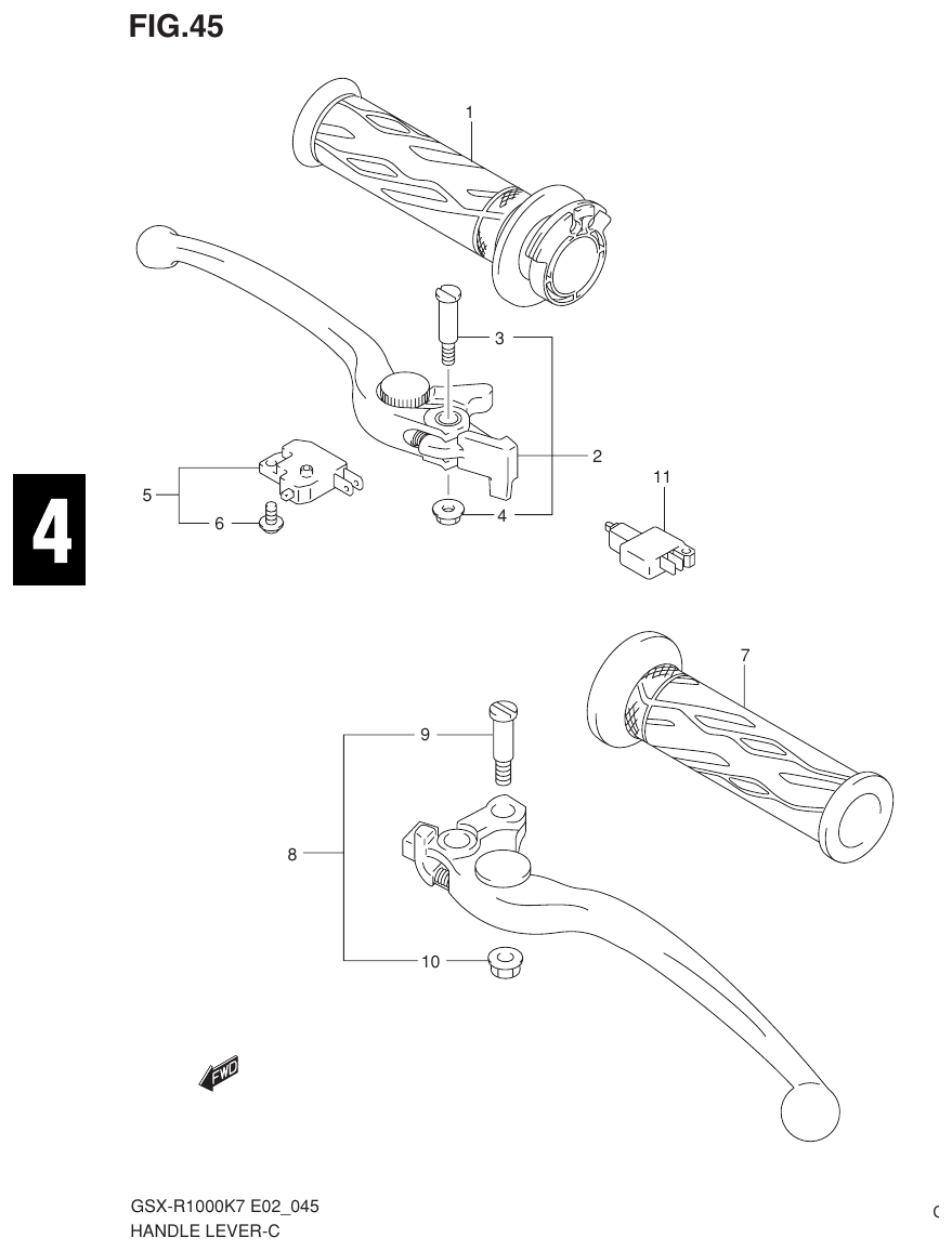 Suzuki GSX-R1000K7_K8_E2(9900B-30239-012) （G-3） HANDLE LEVER parts diagram