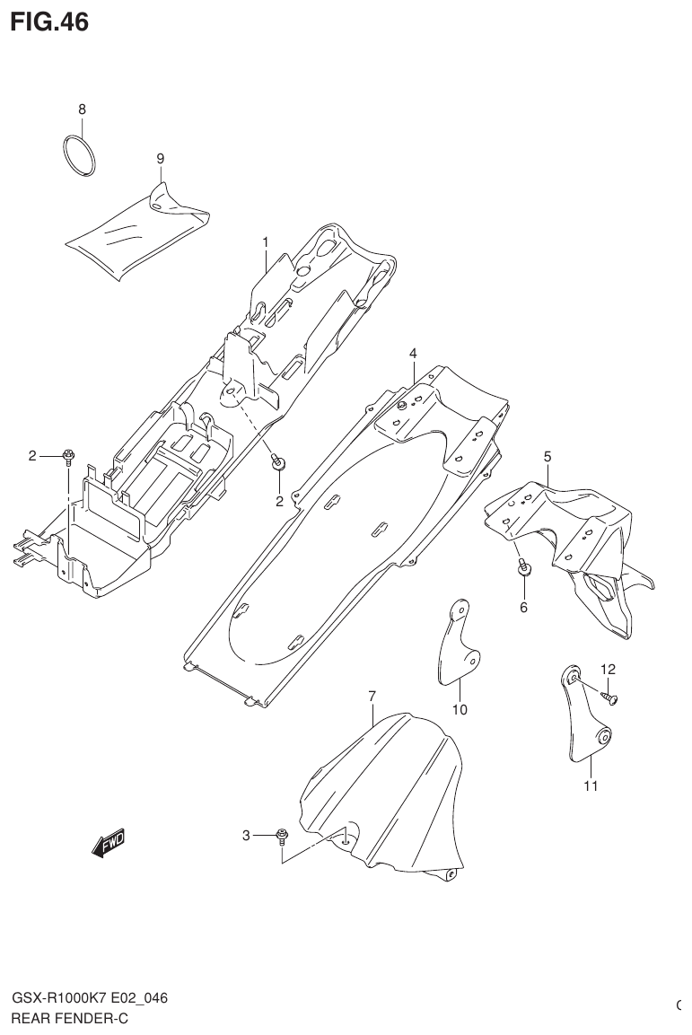 Suzuki GSX-R1000K7_K8_E2(9900B-30239-012) （G-4） REAR FENDER parts diagram