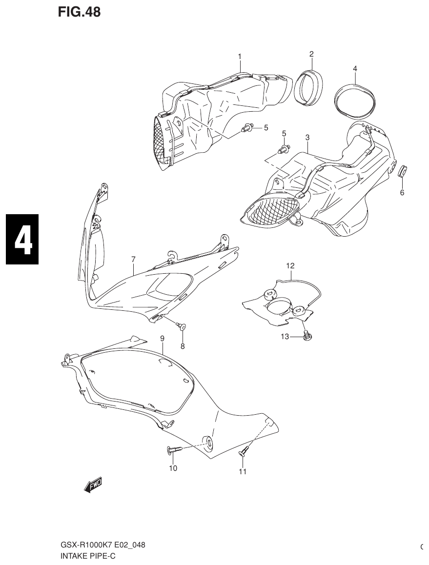 Suzuki GSX-R1000K7_K8_E2(9900B-30239-012) （G-7） INTAKE PIPE parts diagram