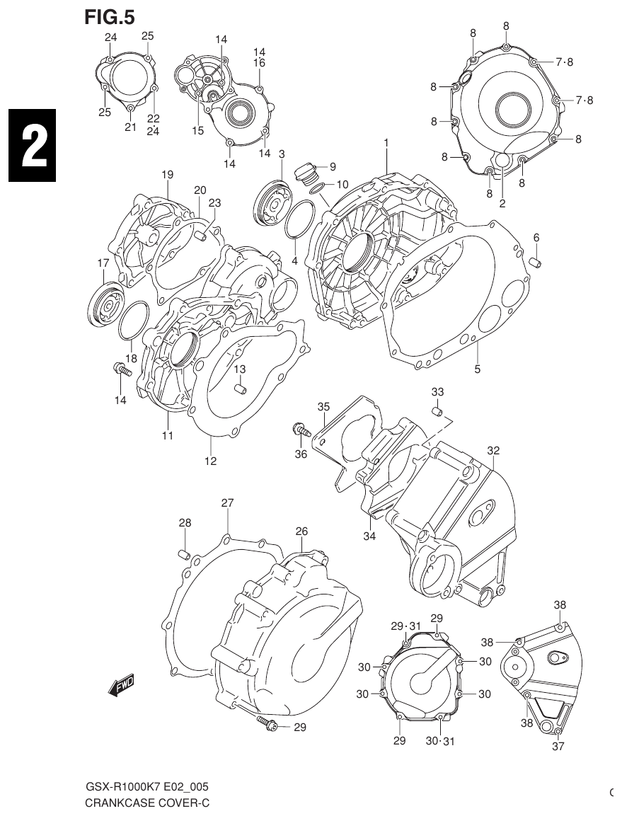 Suzuki GSX-R1000K7_K8_E2(9900B-30239-012) （B-7） CRANKCASE COVER parts diagram