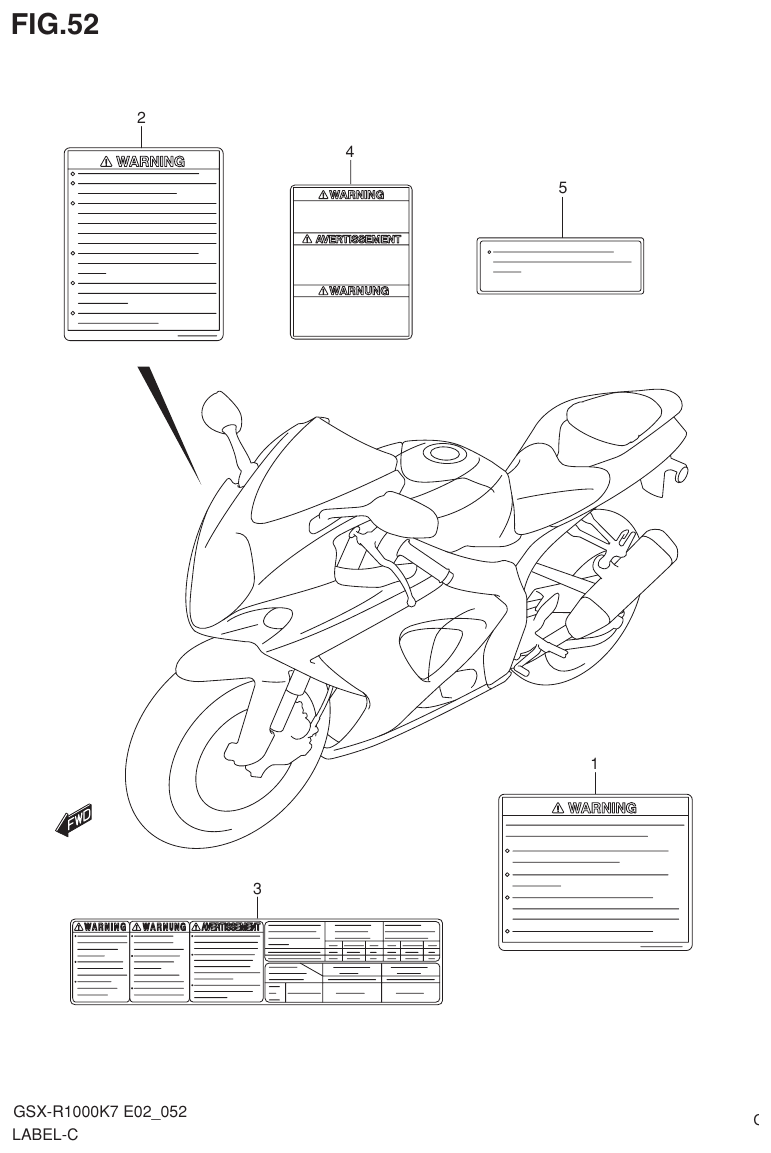 Suzuki GSX-R1000K7_K8_E2(9900B-30239-012) （H-4） LABEL parts diagram