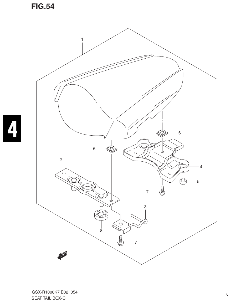 Suzuki GSX-R1000K7_K8_E2(9900B-30239-012) （I-3） SEAT TAIL BOX parts diagram
