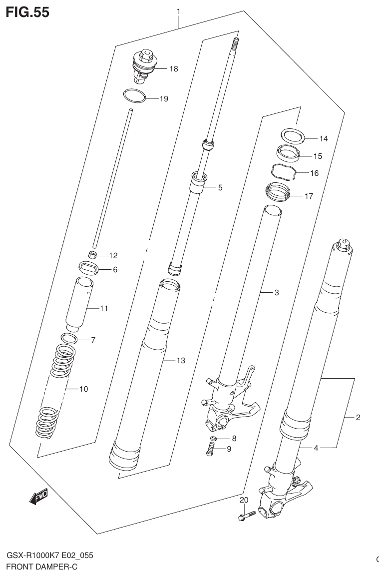 Suzuki GSX-R1000K7_K8_E2(9900B-30239-012) （I-4） FRONT DAMPER parts diagram