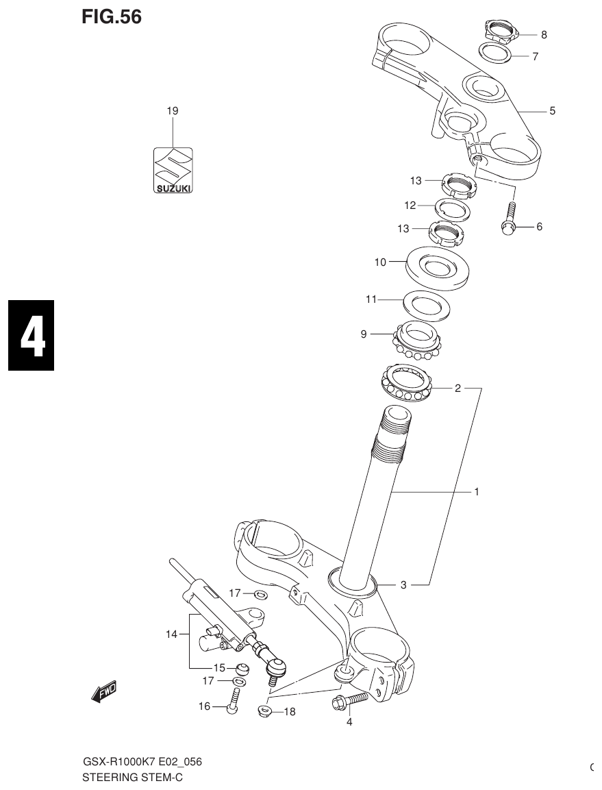 Suzuki GSX-R1000K7_K8_E2(9900B-30239-012) （I-5） STEERING STEM parts diagram