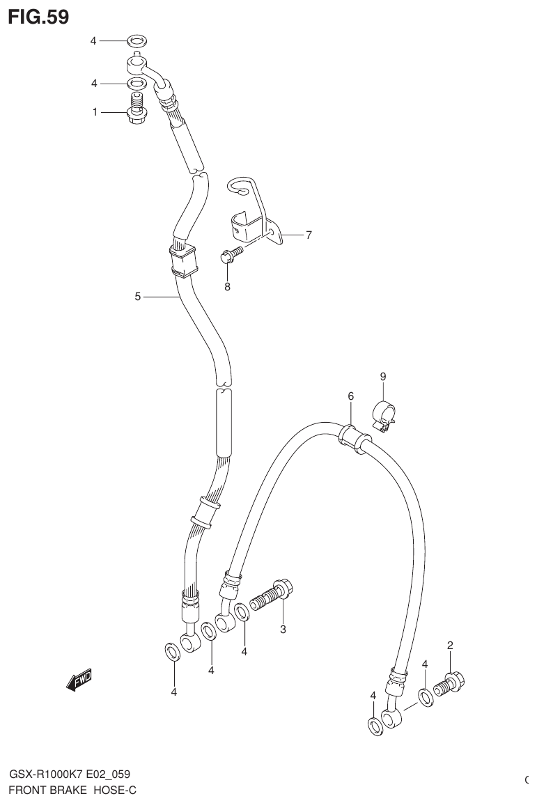 Suzuki GSX-R1000K7_K8_E2(9900B-30239-012) （I-8） FRONT BRAKE HOSE parts diagram