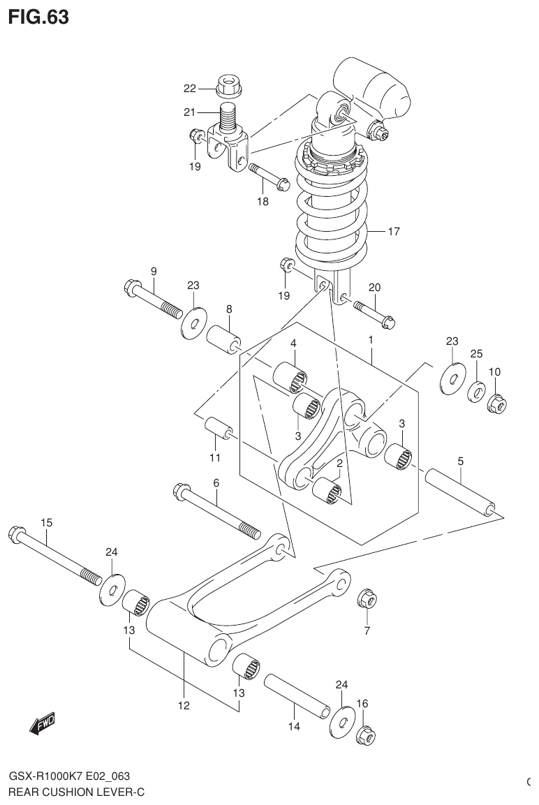 Suzuki GSX-R1000K7_K8_E2(9900B-30239-012) （I-12） REAR CUSHION LEVER parts diagram