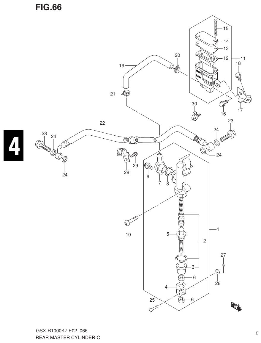 Suzuki GSX-R1000K7_K8_E2(9900B-30239-012) （I-15） REAR MASTER CYLINDER parts diagram