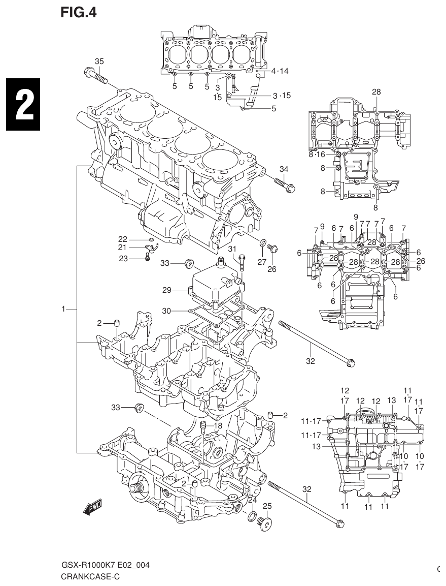Suzuki GSX-R1000K7_K8_E2(9900B-30239-012) （B-5） CRANKCASE parts diagram