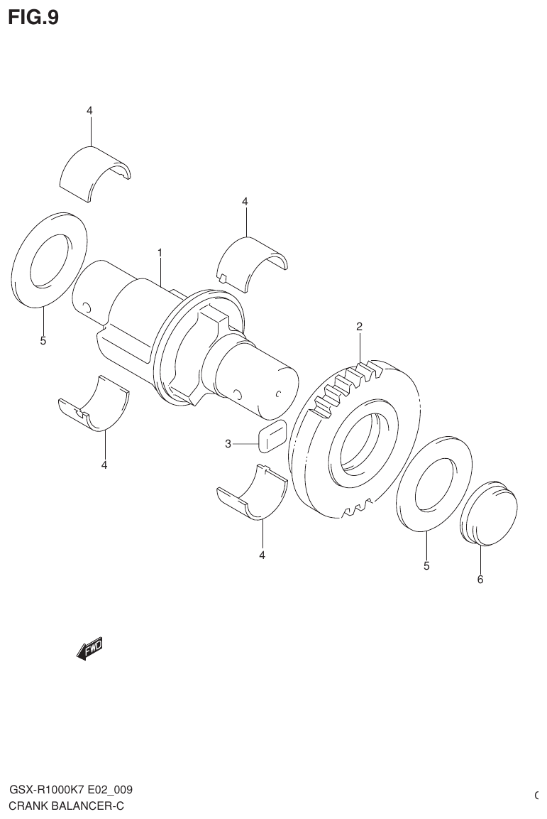 GSX-R1000K7_K8_E2(9900B-30239-012) – section 9 （B-12） CRANK BALANCER parts diagram