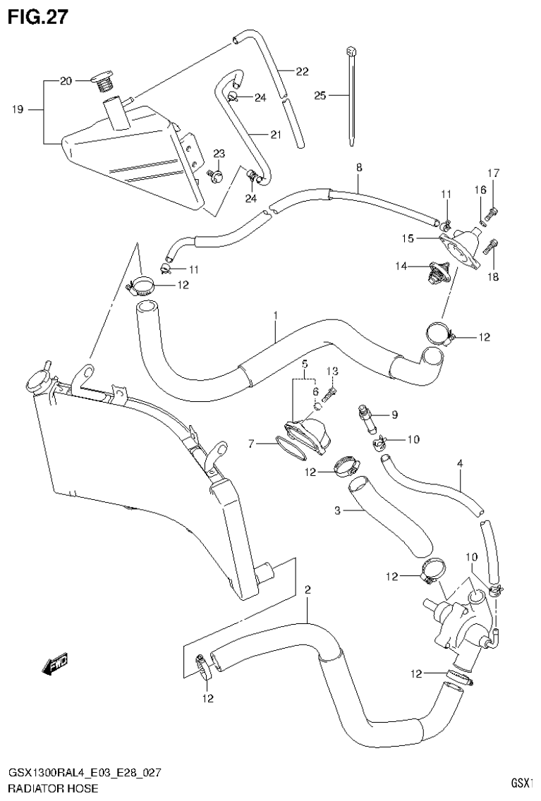 Suzuki GSX1300RAL4_E03_E28(9900B-30900) RADIATOR HOSE parts diagram