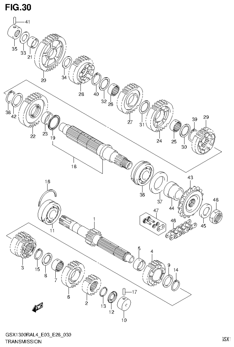 GSX1300RAL4_E03_E28(9900B-30900) – section 30 TRANSMISSION parts diagram