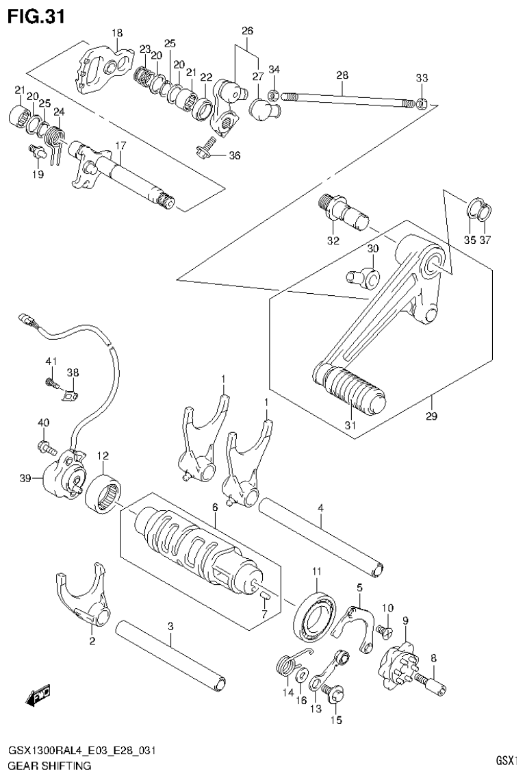 Suzuki GSX1300RAL4_E03_E28(9900B-30900) GEAR SHIFTING parts diagram