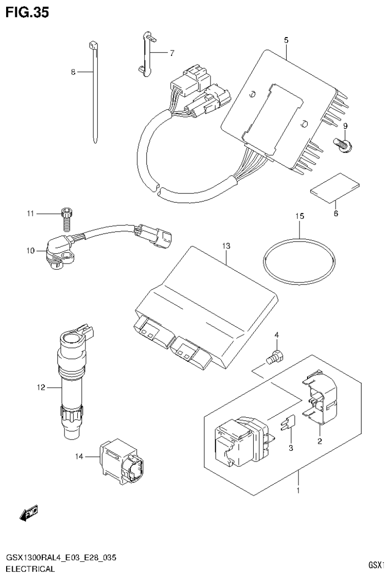 Suzuki GSX1300RAL4_E03_E28(9900B-30900) ELECTRICAL (GSX1300RAL4 E28) parts diagram