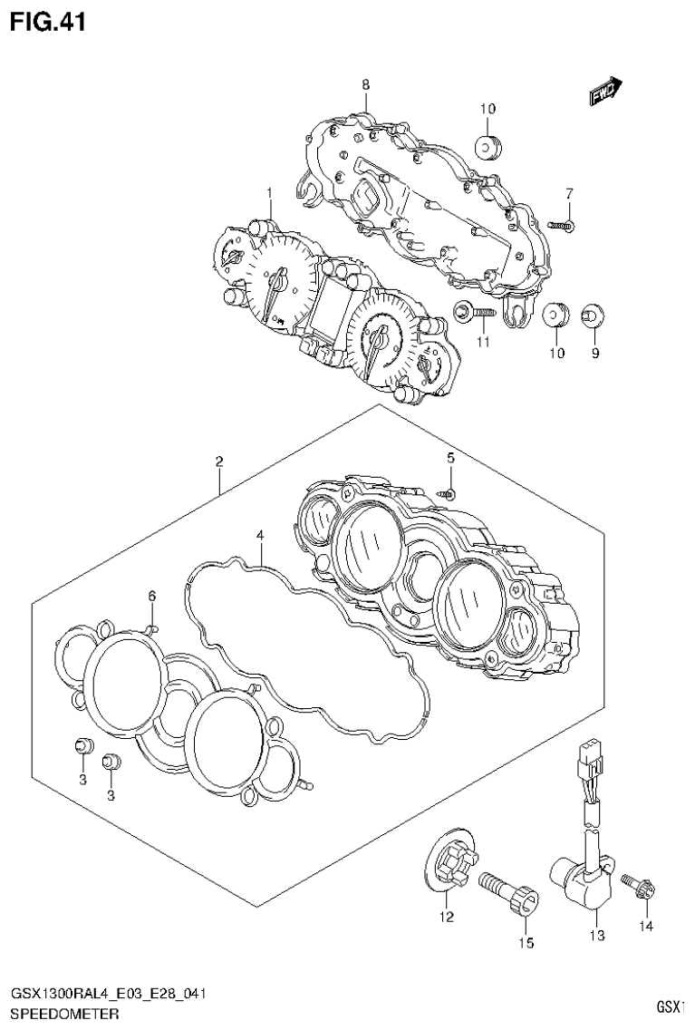 Suzuki GSX1300RAL4_E03_E28(9900B-30900) SPEEDOMETER (GSX1300RAL4 E28) parts diagram