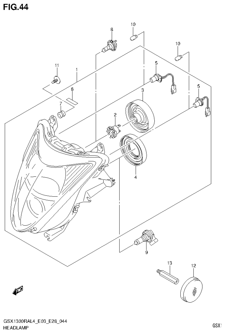 Suzuki GSX1300RAL4_E03_E28(9900B-30900) HEADLAMP (GSX1300RAL4 E28) parts diagram
