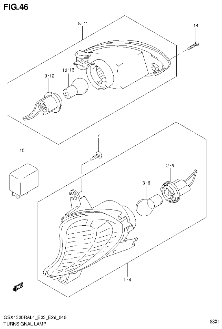 Suzuki GSX1300RAL4_E03_E28(9900B-30900) TURNSIGNAL LAMP parts diagram