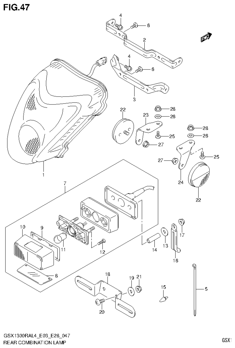 Suzuki GSX1300RAL4_E03_E28(9900B-30900) REAR COMBINATION LAMP (GSX1300RAL4 E03) parts diagram