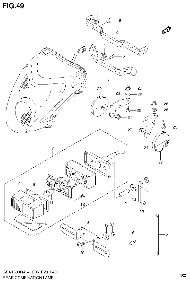 Suzuki GSX1300RAL4_E03_E28(9900B-30900) REAR COMBINATION LAMP (GSX1300RAL4 E33) parts diagram