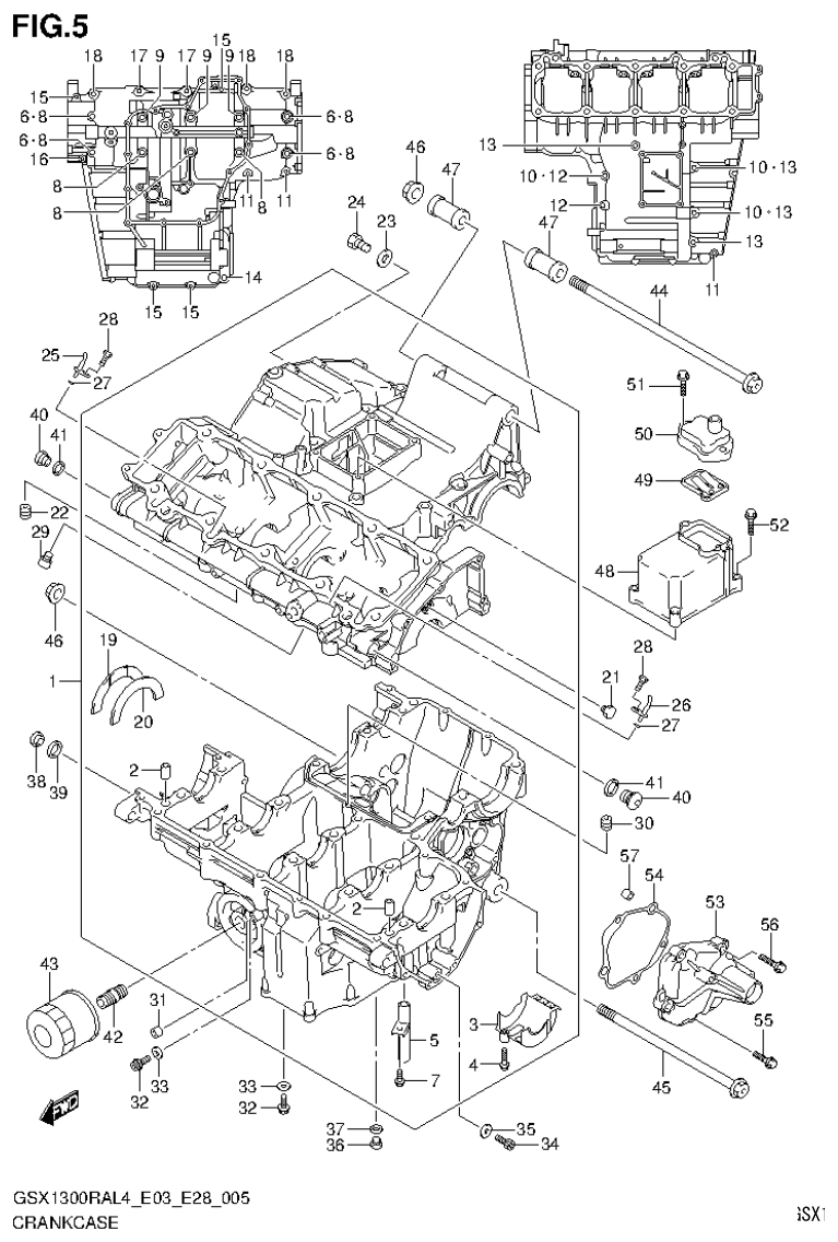 GSX1300RAL4_E03_E28(9900B-30900) – section 5 CRANKCASE parts diagram