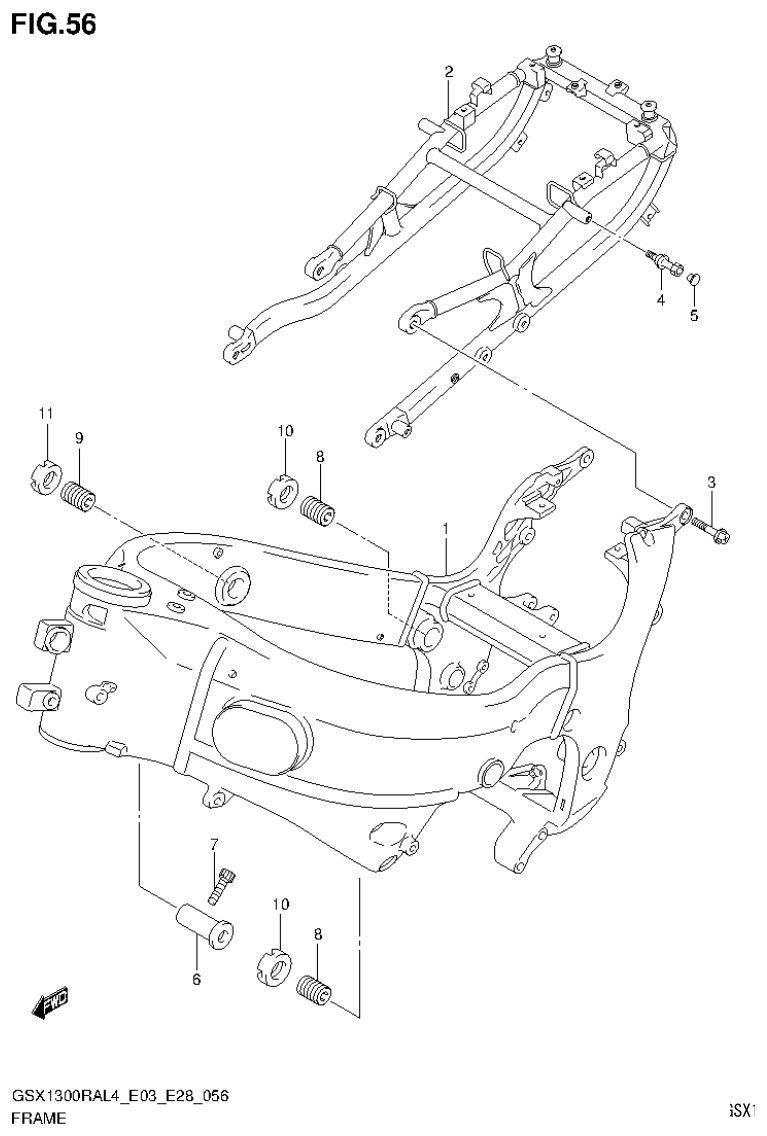 GSX1300RAL4_E03_E28(9900B-30900) – section 56 FRAME parts diagram