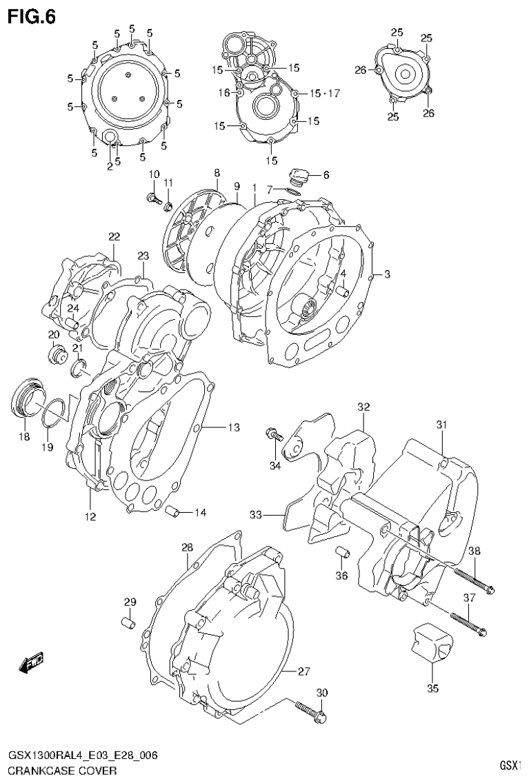 Suzuki GSX1300RAL4_E03_E28(9900B-30900) CRANKCASE COVER parts diagram