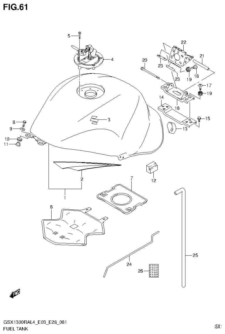 Suzuki GSX1300RAL4_E03_E28(9900B-30900) FUEL TANK (GSX1300RAL4 E33) parts diagram