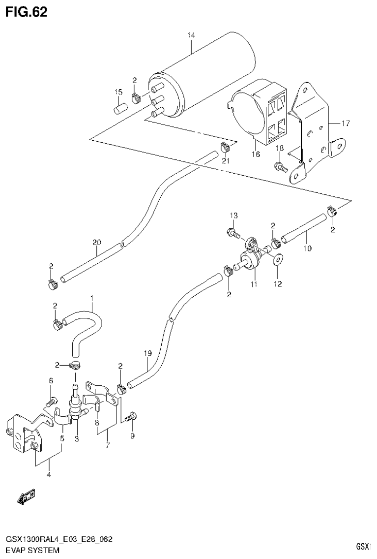 Suzuki GSX1300RAL4_E03_E28(9900B-30900) EVAP SYSTEM (GSX1300RAL4 E33) parts diagram