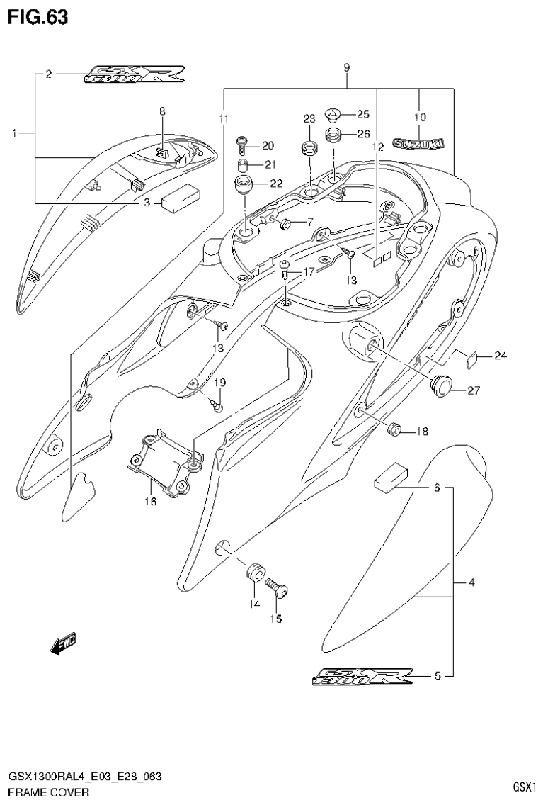 Suzuki GSX1300RAL4_E03_E28(9900B-30900) FRAME COVER parts diagram