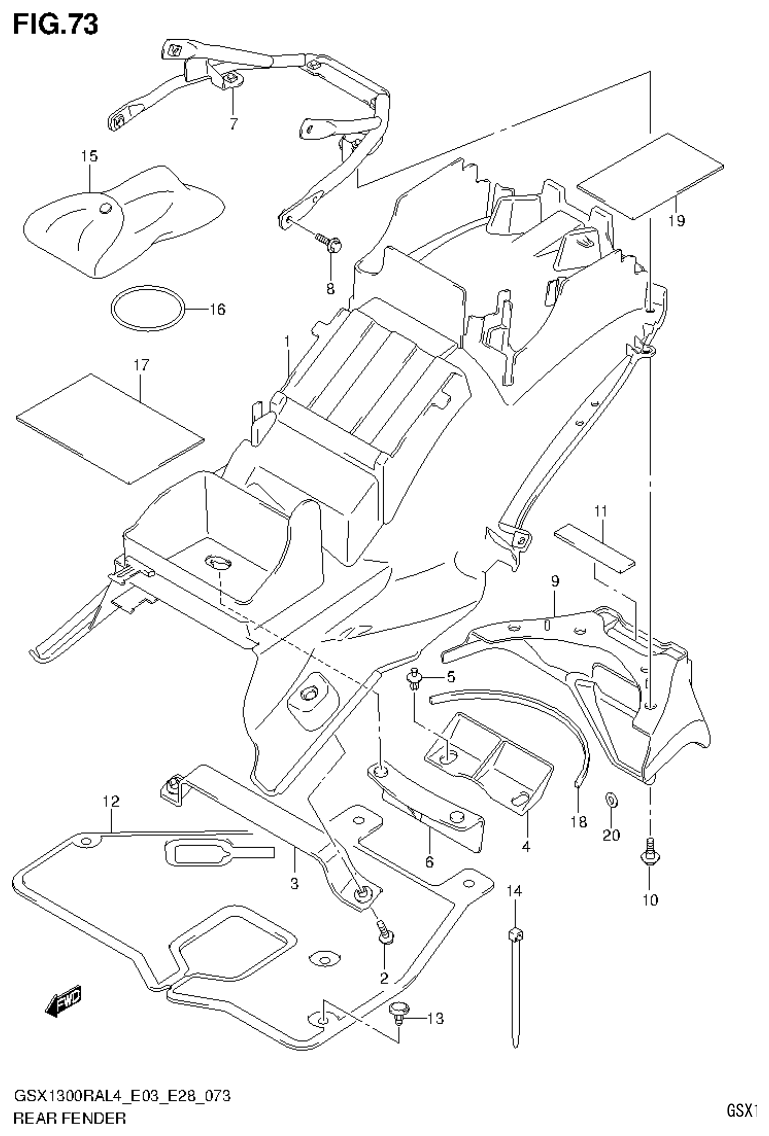 Suzuki GSX1300RAL4_E03_E28(9900B-30900) REAR FENDER (GSX1300RAL4 E33) parts diagram