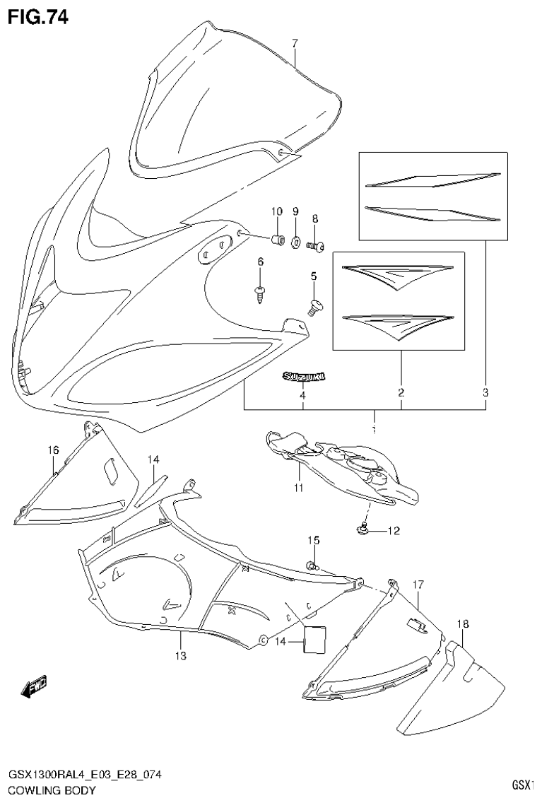Suzuki GSX1300RAL4_E03_E28(9900B-30900) COWLING BODY parts diagram
