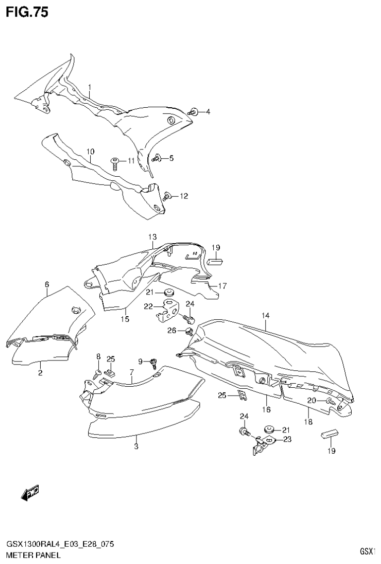 GSX1300RAL4_E03_E28(9900B-30900) – section 75 METER PANEL parts diagram