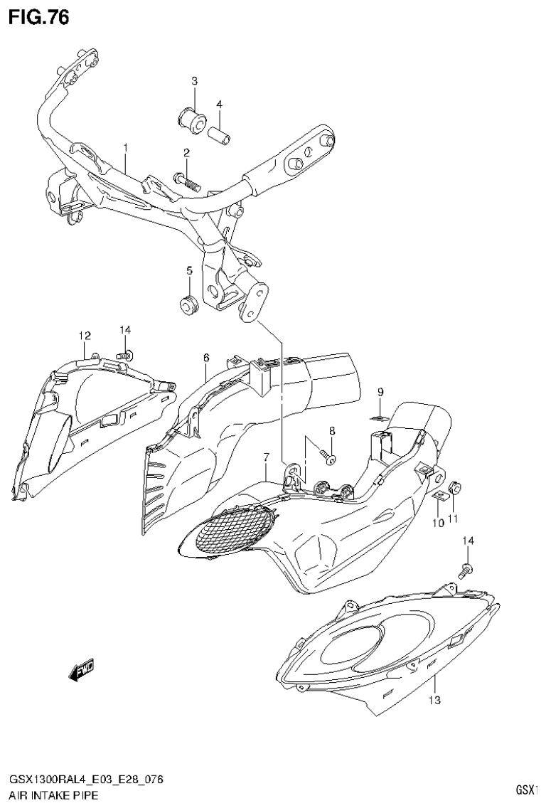 Suzuki GSX1300RAL4_E03_E28(9900B-30900) AIR INTAKE PIPE parts diagram