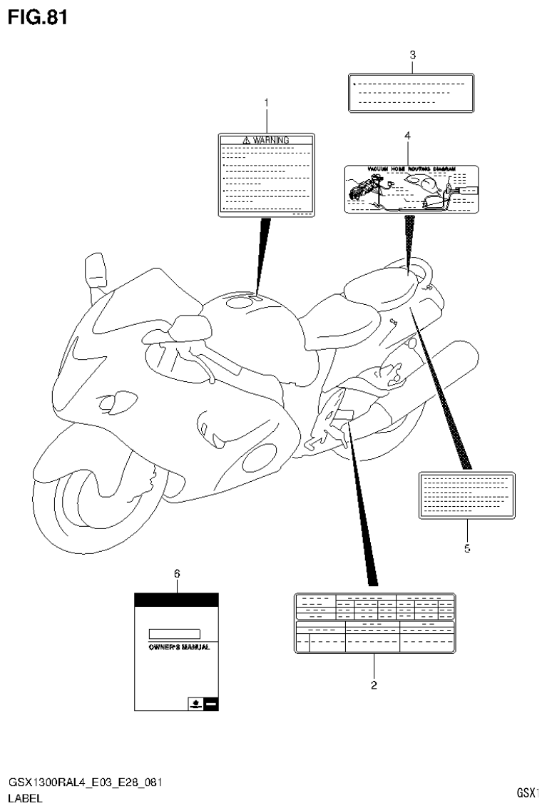 Suzuki GSX1300RAL4_E03_E28(9900B-30900) LABEL (GSX1300RAL4 E33) parts diagram