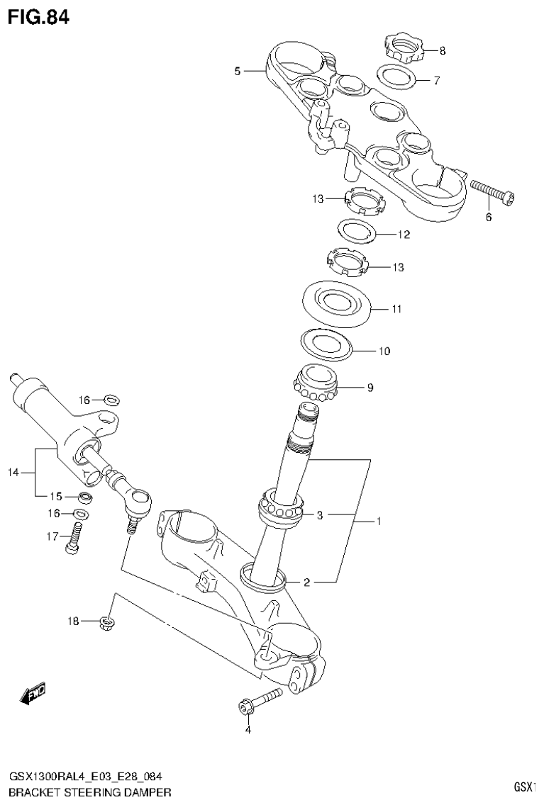 GSX1300RAL4_E03_E28(9900B-30900) – section 84 BRACKET STEERING DAMPER parts diagram