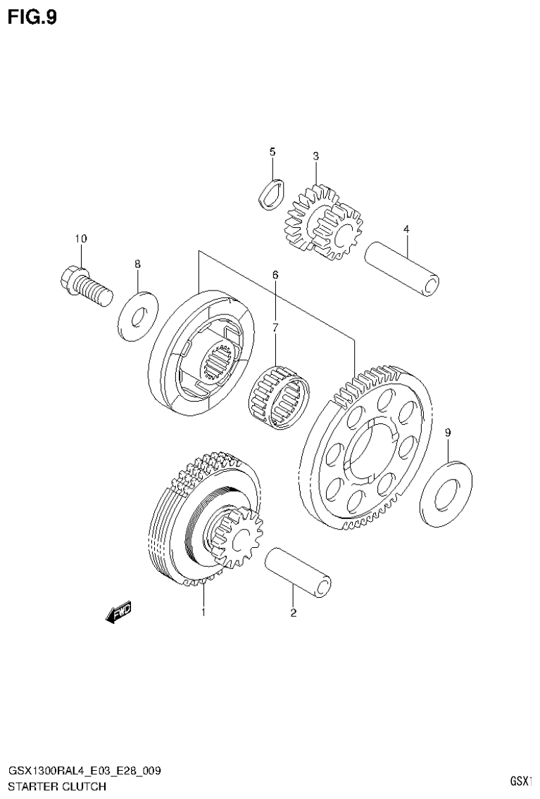 Suzuki GSX1300RAL4_E03_E28(9900B-30900) STARTER CLUTCH parts diagram