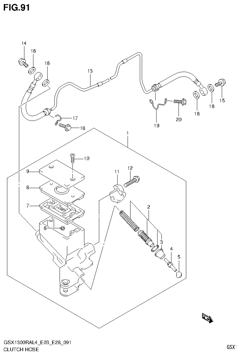 Suzuki GSX1300RAL4_E03_E28(9900B-30900) CLUTCH HOSE parts diagram
